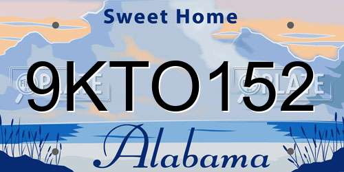 9KTO152 Alabama License Plate