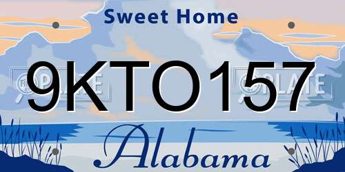 9KTO157 Alabama License Plate