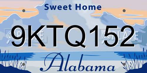 9KTQ152 Alabama License Plate