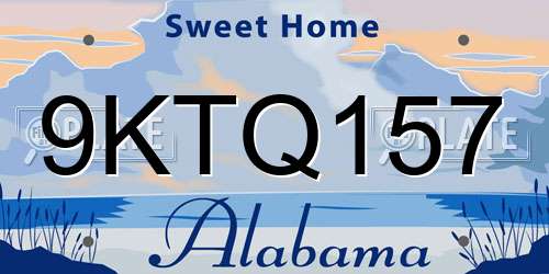 9KTQ157 Alabama License Plate