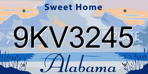 9KV3245 Alabama License Plate