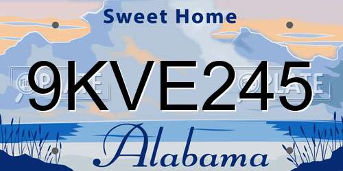9KVE245 Alabama License Plate