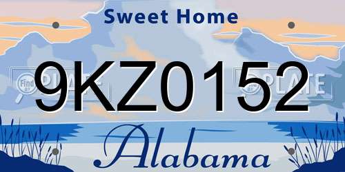 9KZ0152 Alabama License Plate