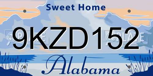 9KZD152 Alabama License Plate