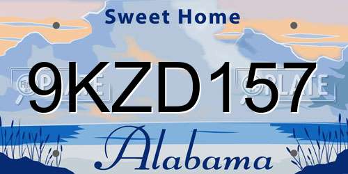 9KZD157 Alabama License Plate