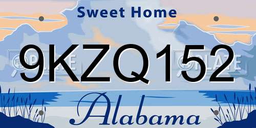 9KZQ152 Alabama License Plate