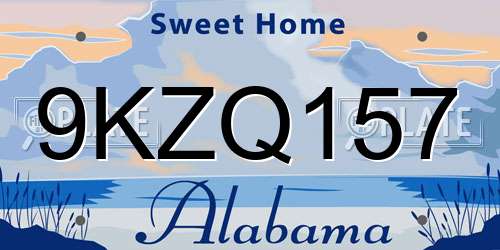 9KZQ157 Alabama License Plate