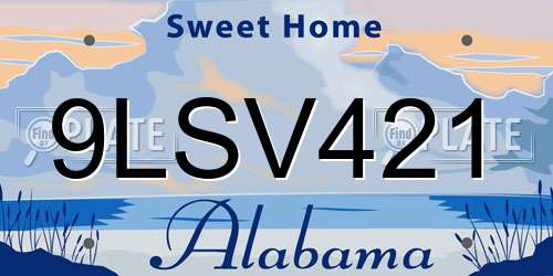 9LSV421 Alabama License Plate