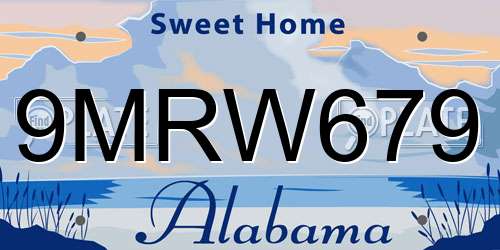 9MRW679 Alabama License Plate