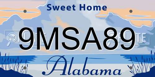 9MSA89 Alabama License Plate