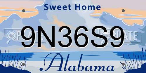 9N36S9 Alabama License Plate
