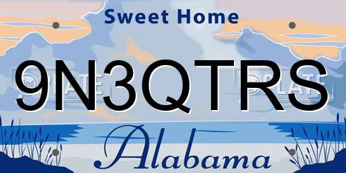 9N3QTRS Alabama License Plate