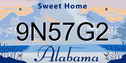 9N57G2 Alabama License Plate