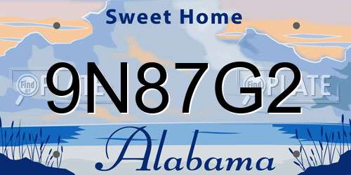 9N87G2 Alabama License Plate