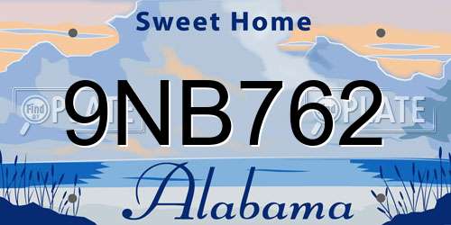 9NB762 Alabama License Plate
