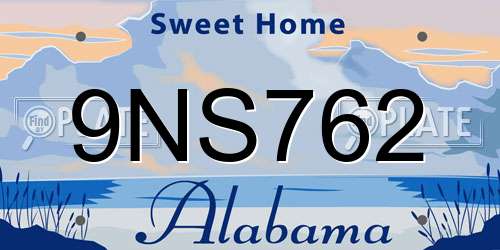9NS762 Alabama License Plate
