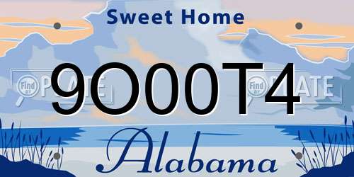 9O00T4 Alabama License Plate