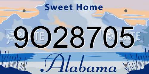 9O28705 Alabama License Plate