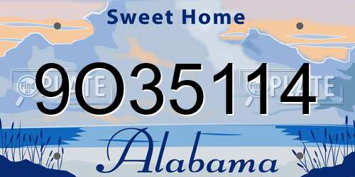 9O35114 Alabama License Plate