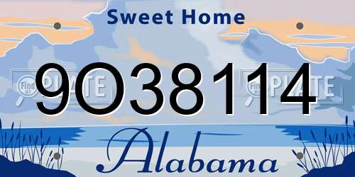 9O38114 Alabama License Plate