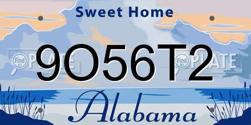 9O56T2 Alabama License Plate