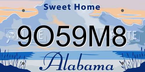 9O59M8 Alabama License Plate