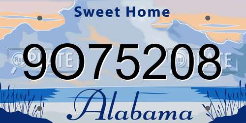 9O75208 Alabama License Plate