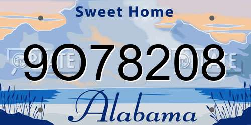9O78208 Alabama License Plate
