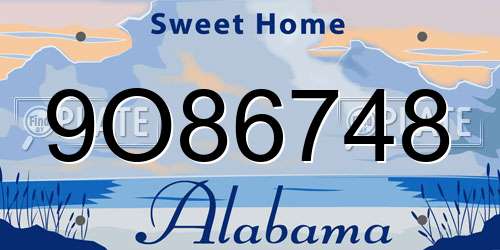9O86748 Alabama License Plate
