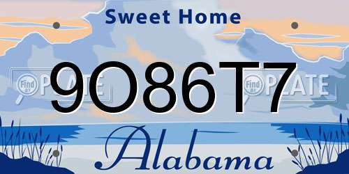 9O86T7 Alabama License Plate