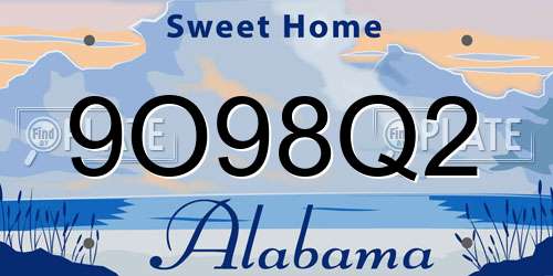 9O98Q2 Alabama License Plate