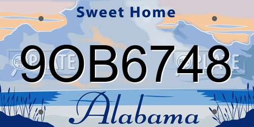 9OB6748 Alabama License Plate