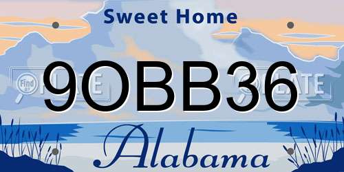 9OBB36 Alabama License Plate
