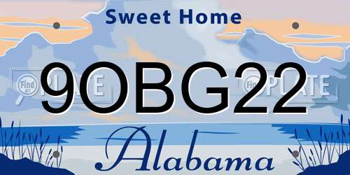 9OBG22 Alabama License Plate