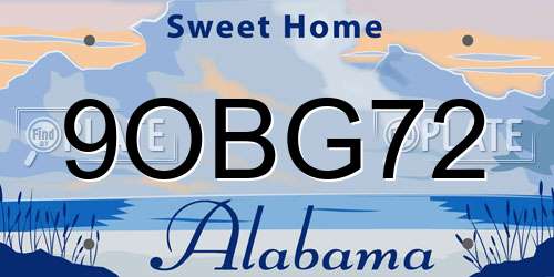 9OBG72 Alabama License Plate