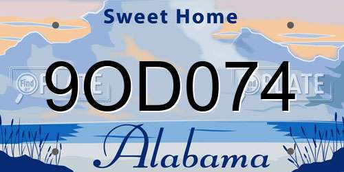 9OD074 Alabama License Plate