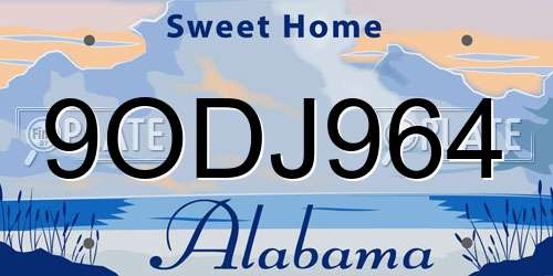 9ODJ964 Alabama License Plate
