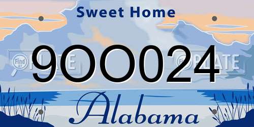 9OO024 Alabama License Plate