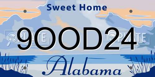 9OOD24 Alabama License Plate