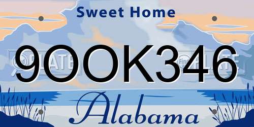 9OOK346 Alabama License Plate