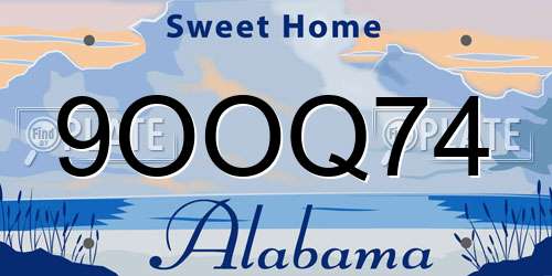 9OOQ74 Alabama License Plate