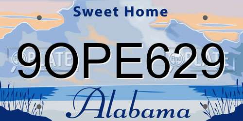 9OPE629 Alabama License Plate