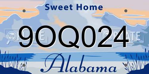 9OQ024 Alabama License Plate