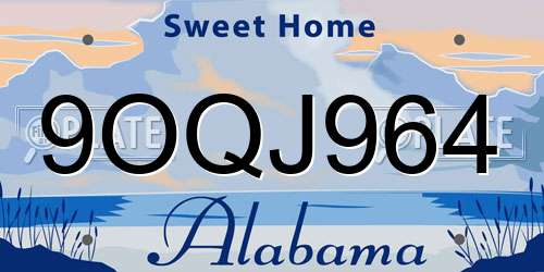9OQJ964 Alabama License Plate