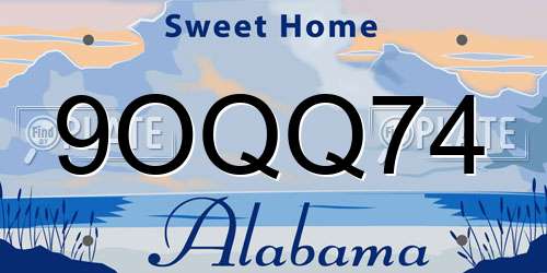 9OQQ74 Alabama License Plate