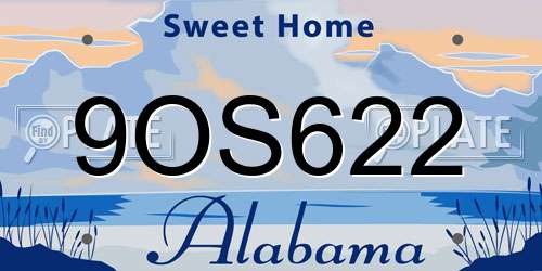9OS622 Alabama License Plate