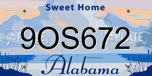 9OS672 Alabama License Plate