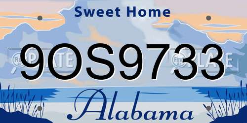9OS9733 Alabama License Plate