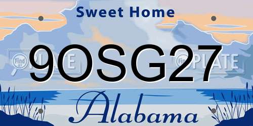 9OSG27 Alabama License Plate