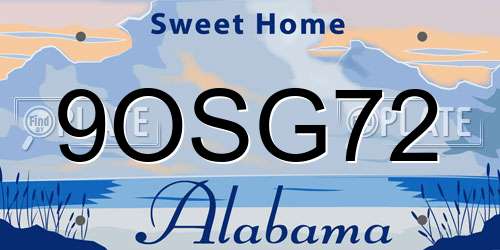 9OSG72 Alabama License Plate